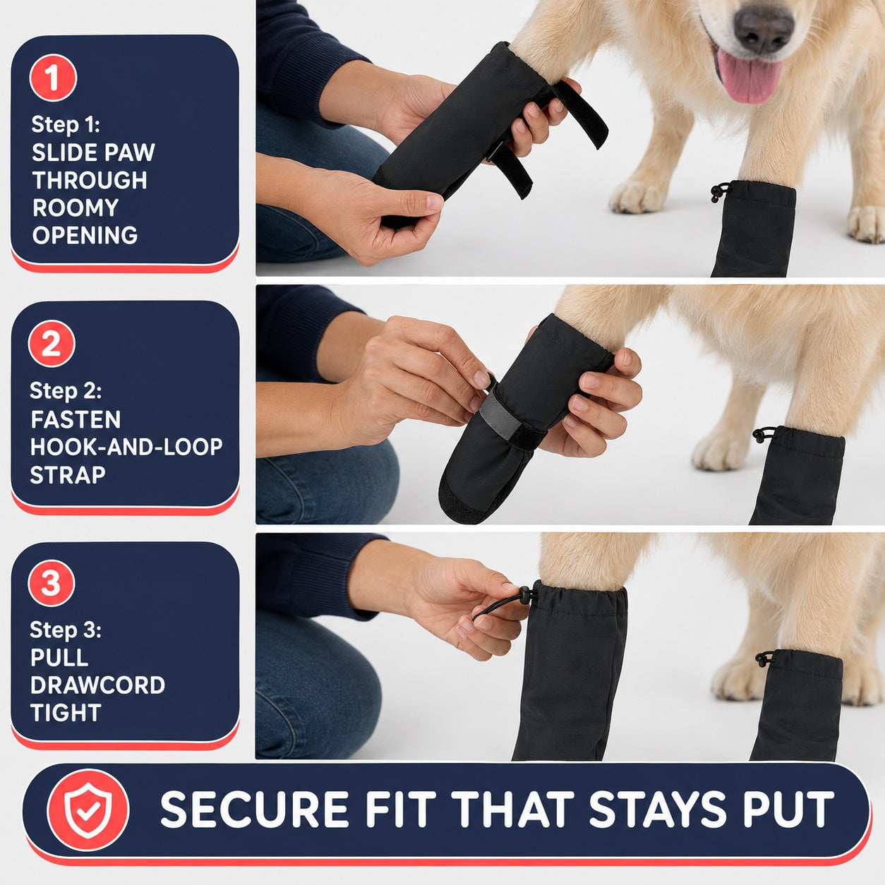 How to put black boots on a dog