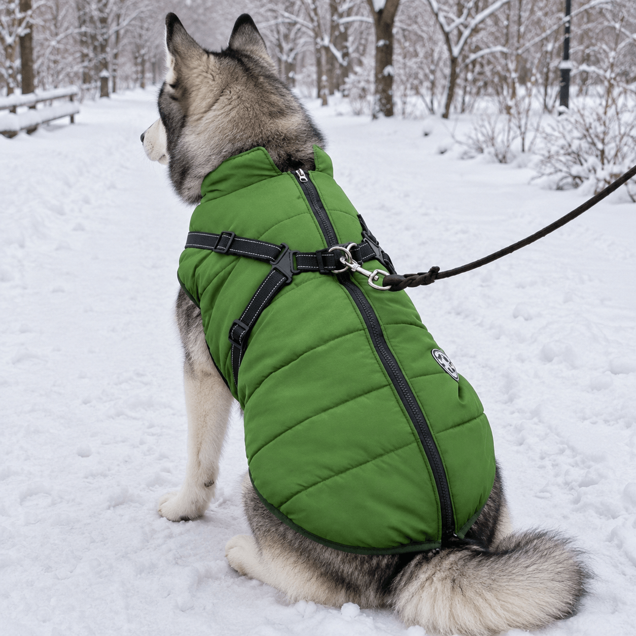 Waterproof Insulated Dog Jacket with Built-In Harness