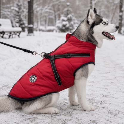Waterproof Insulated Dog Jacket with Built-In Harness