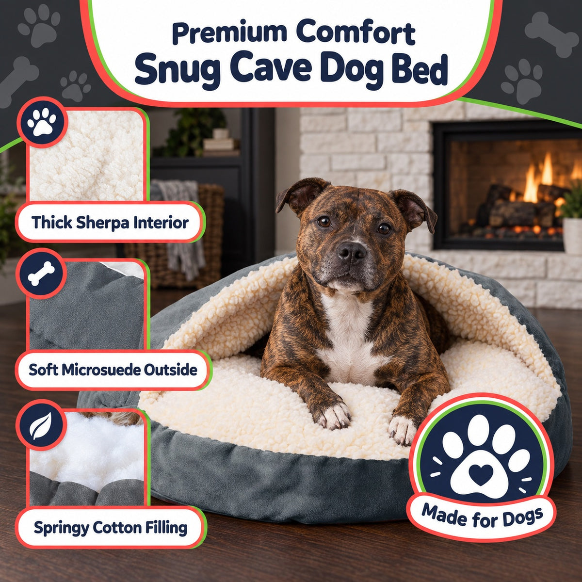 Soft cave bed materials and filling