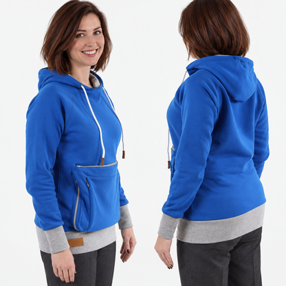 Pet carrier hoodie — front and back views