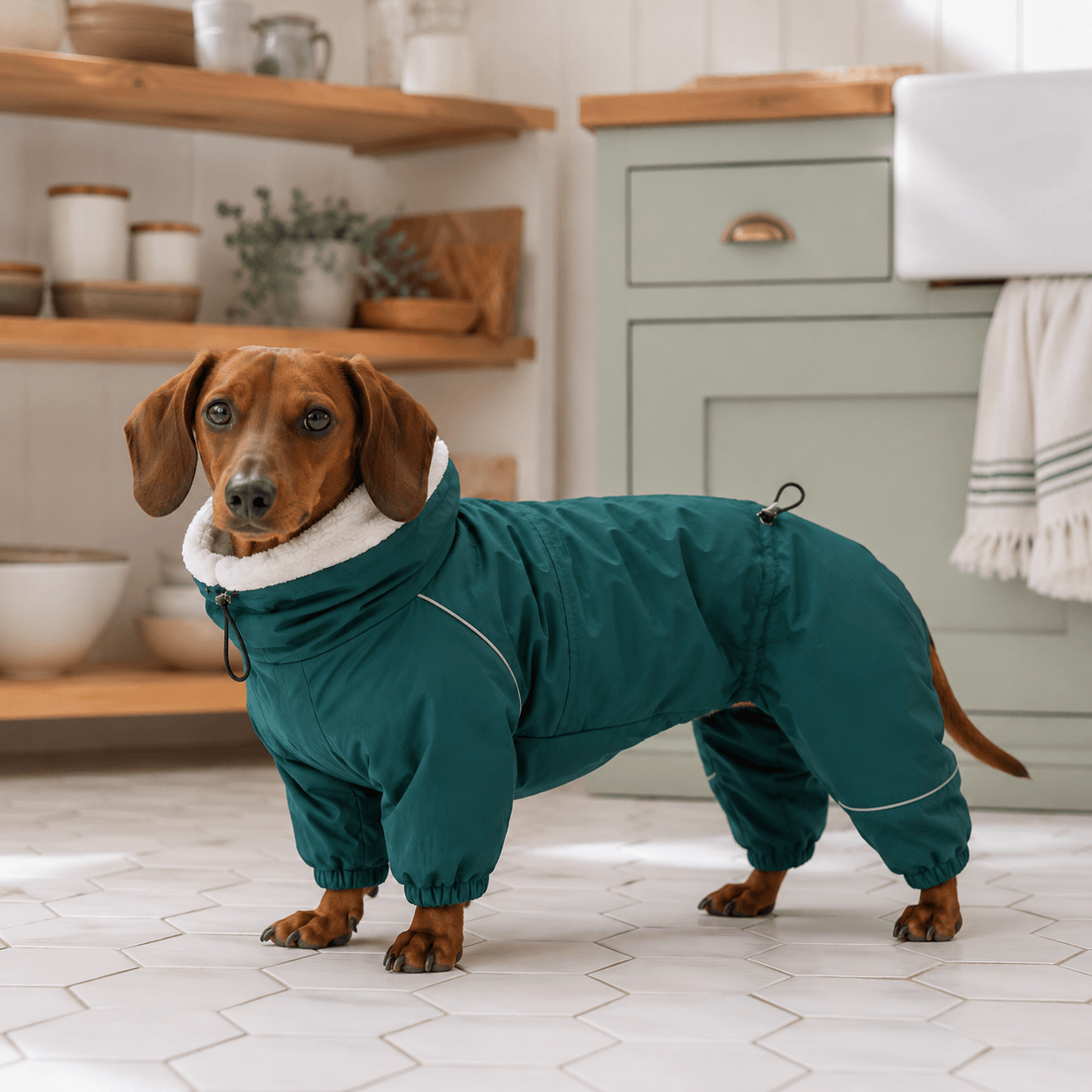 Waterproof Fleece Lined Dog Raincoat for Winter