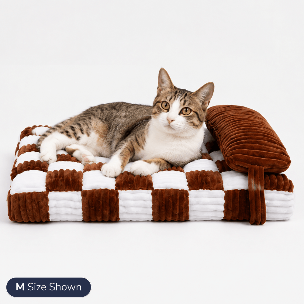 Orthopaedic Checkered Pet Bed with Pillow