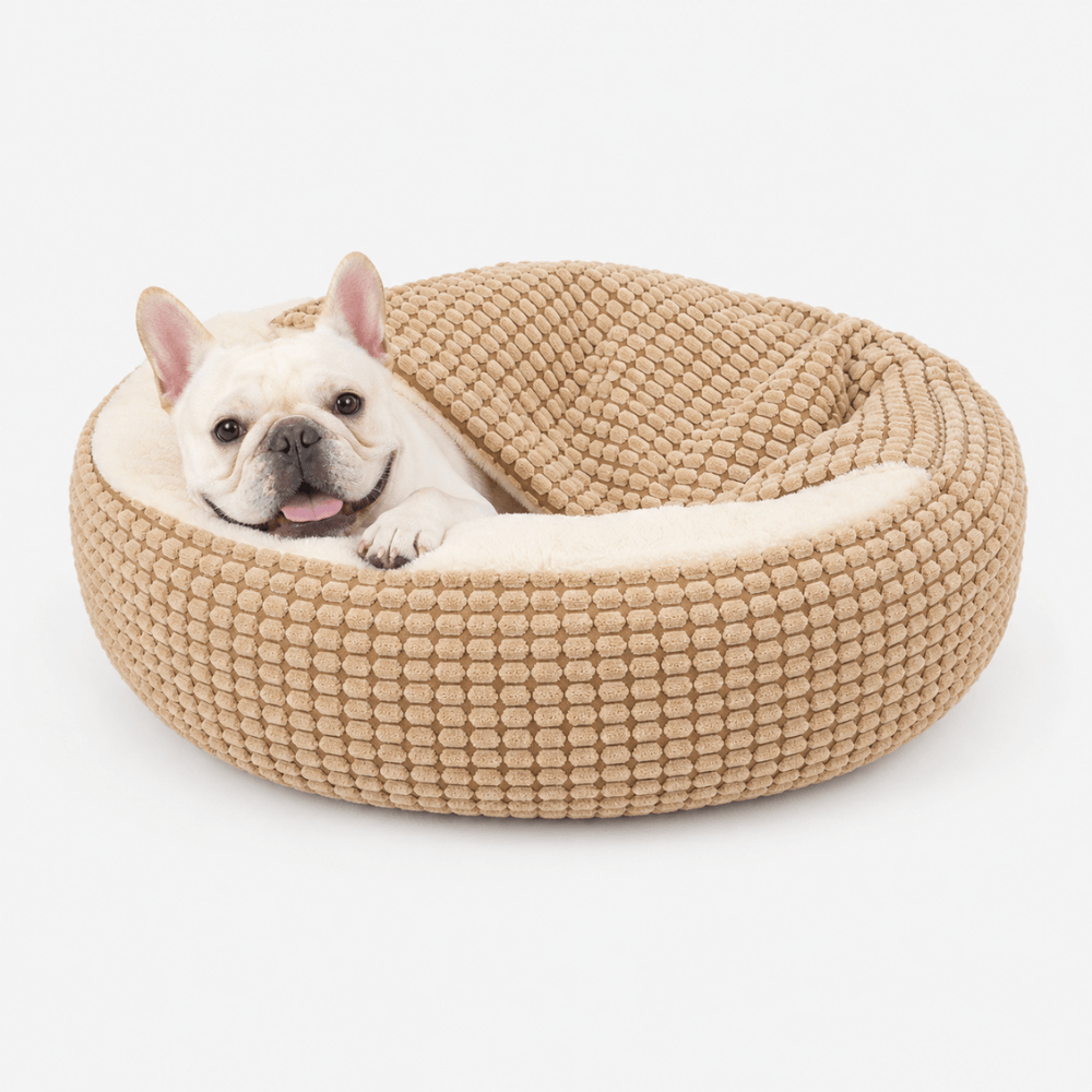 Plush Pet Doughnut Cave Bed With Blanket