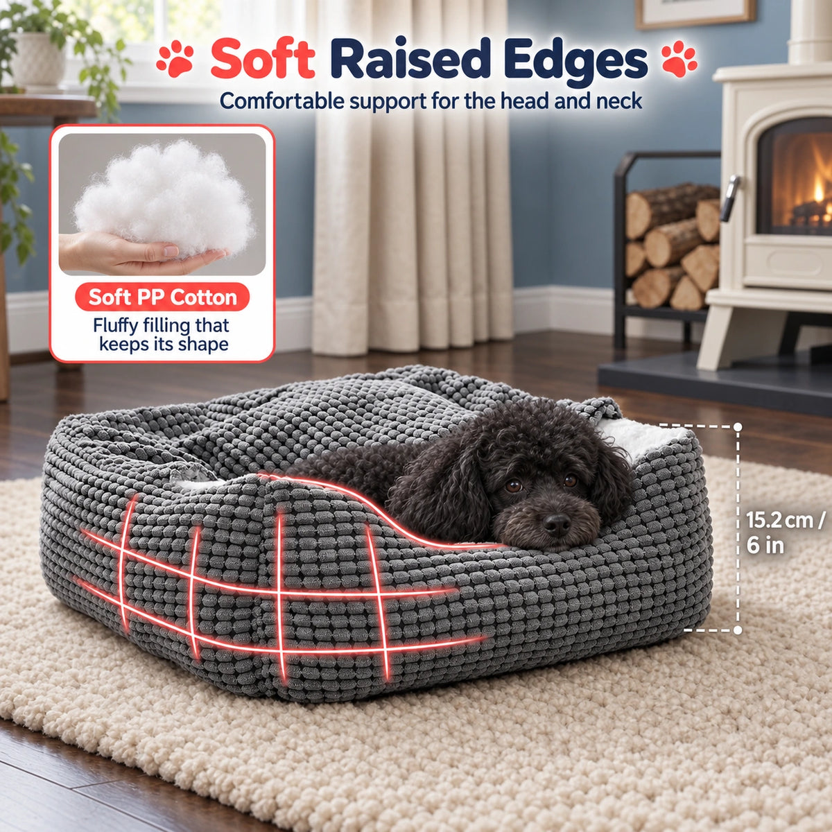 Fluffy Burrow Cave Pet Bed with Blanket and Bolsters for Dogs & Cats