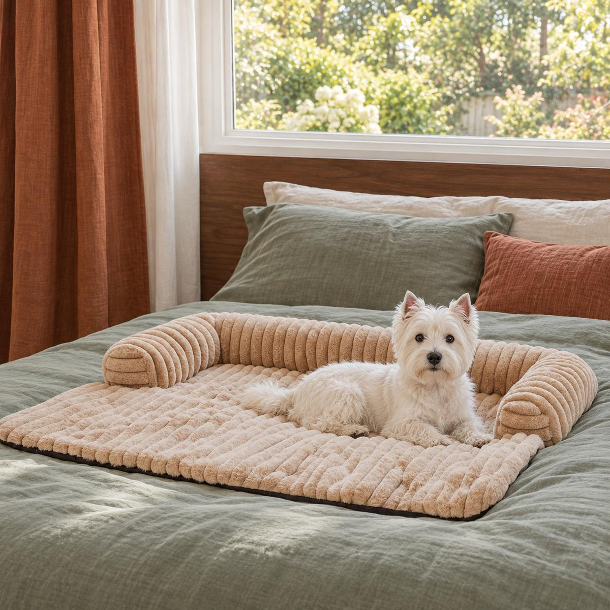 Fluffy and Plush Dog Sofa Bed & Cover with Bolster