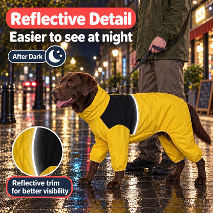 Lightweight Yellow Reflective Waterproof Dog Raincoat & Jacket for Winter