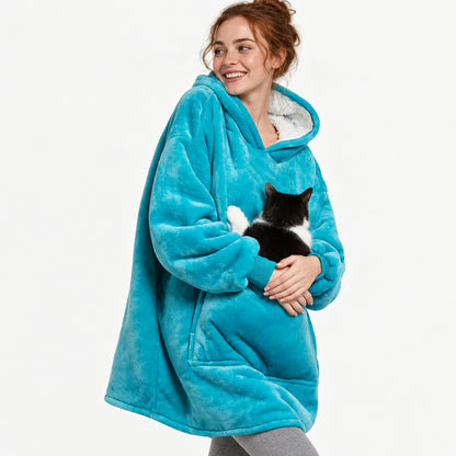Cosy Pet Carrier Hoodie Blanket with Giant Pocket for Tiny Dogs & Cats