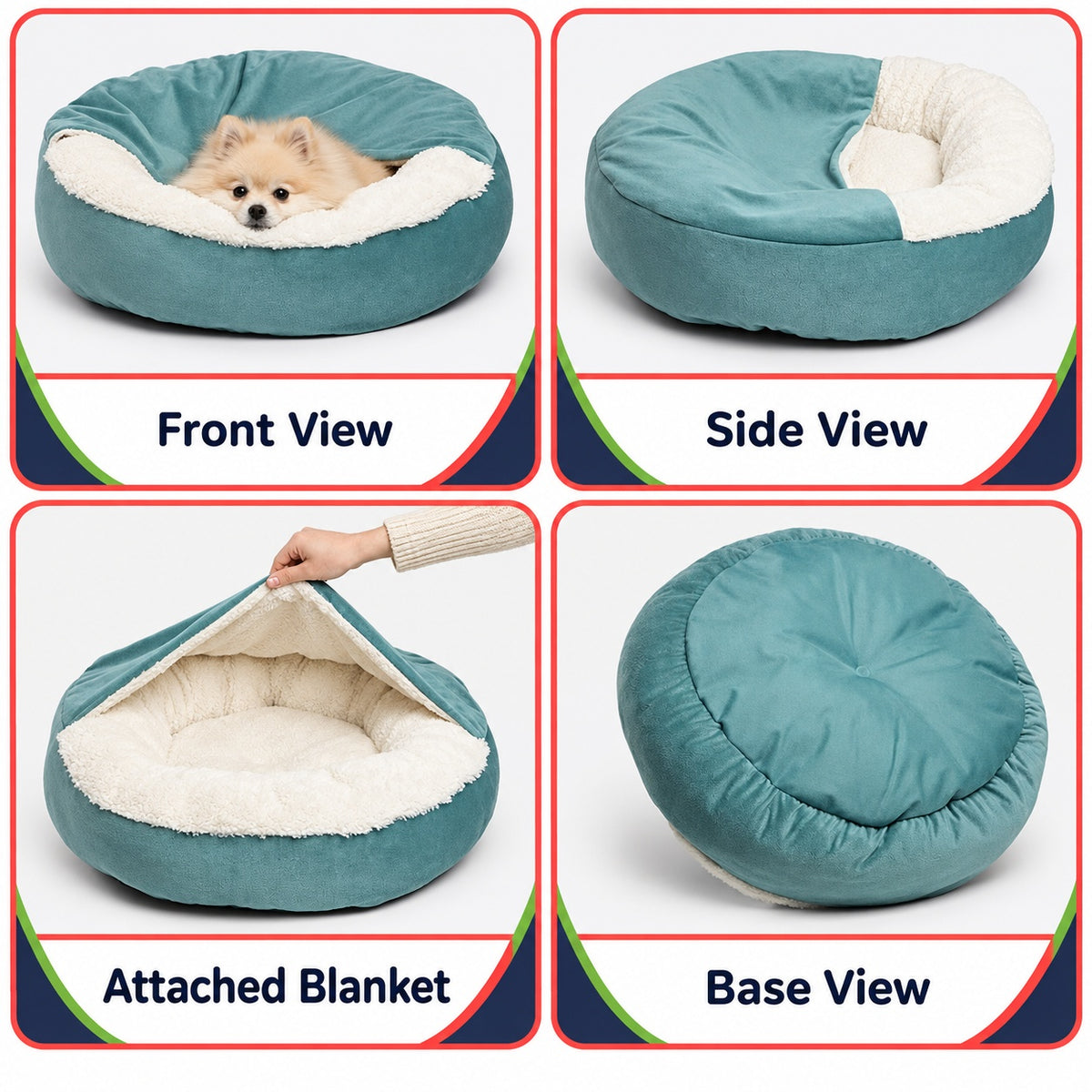 Covered pet bed features