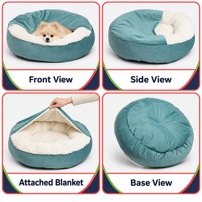 Covered pet bed features