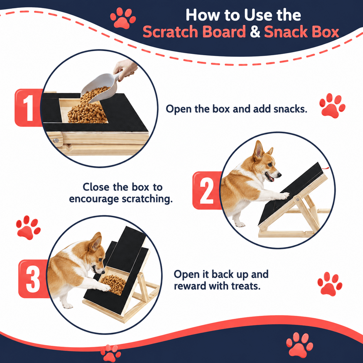 Dog Nail Scratch Board & Pad with Treat Drawer for Nail Trimming