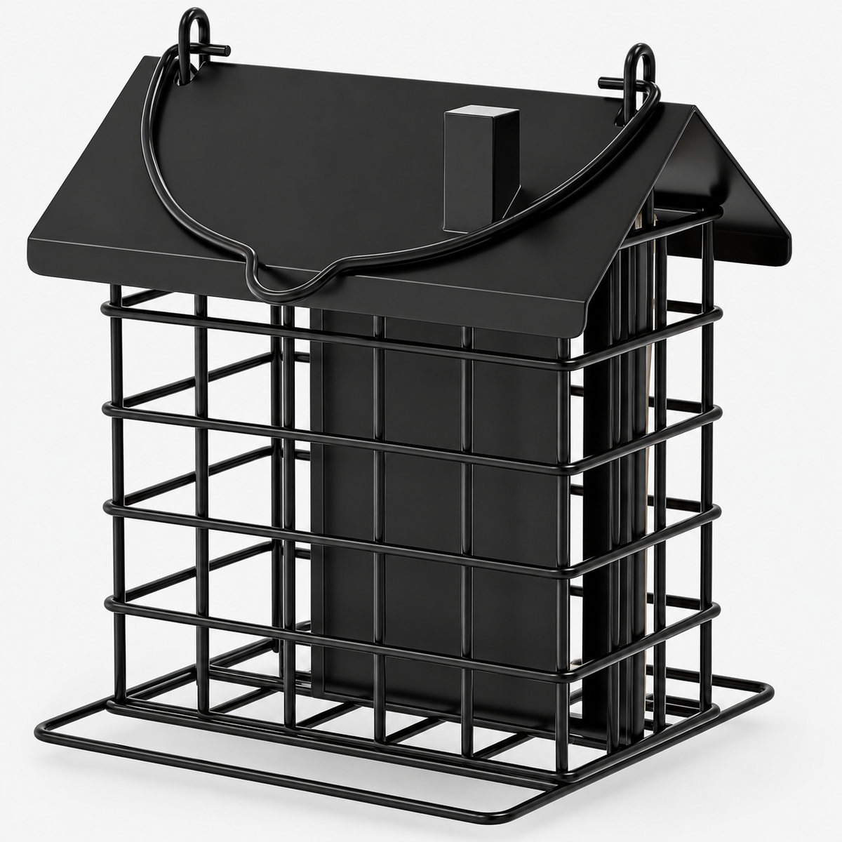 Hanging Metal Double Suet Bird Feeder with Weatherproof Roof & Dual-Sided Perch