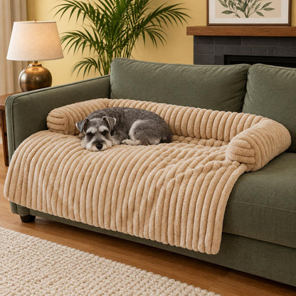 Fluffy and Plush Dog Sofa Bed & Cover with Bolster