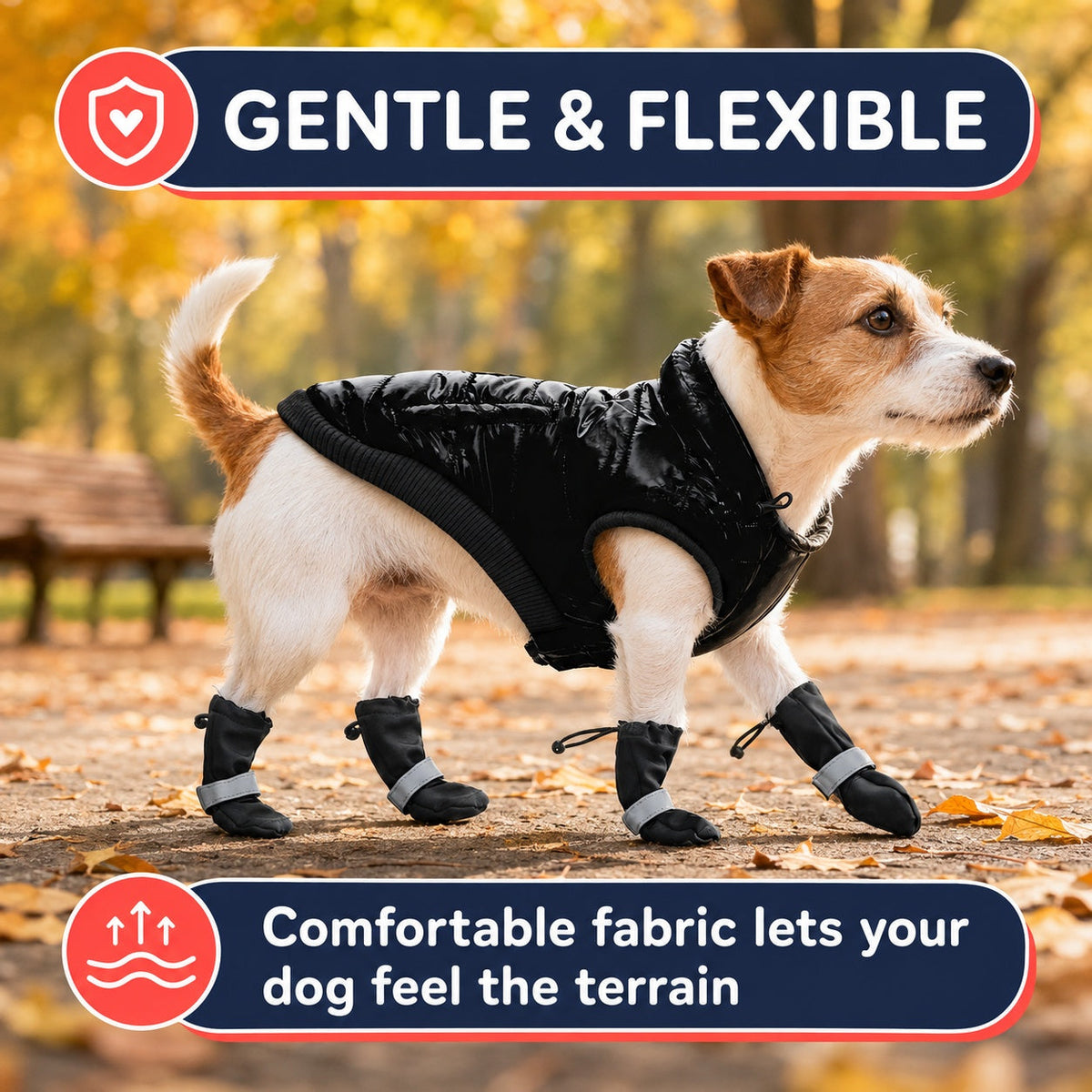 Gentle and flexible black dog boots