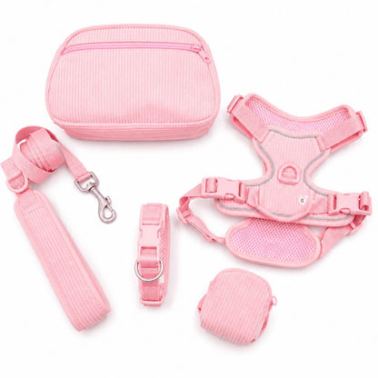 5-Piece Corduroy Dog Harness & Lead Set