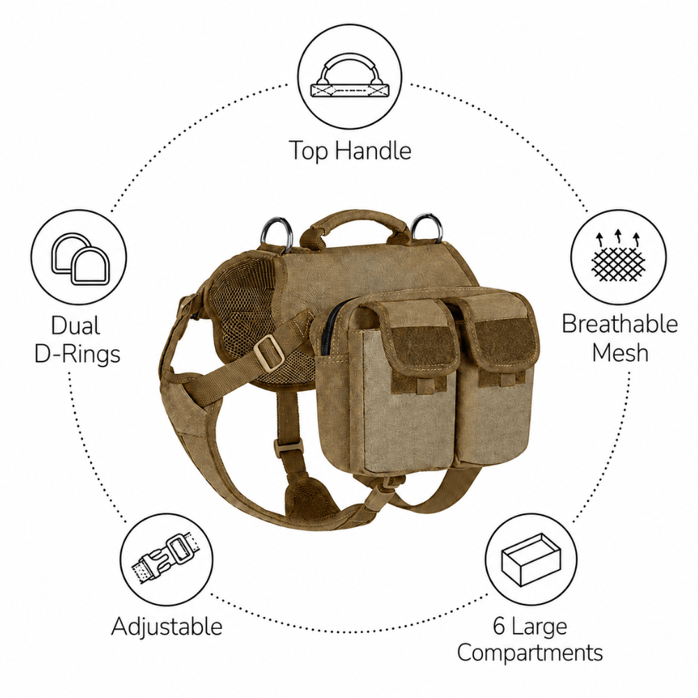 Dog Hiking Backpack Harness