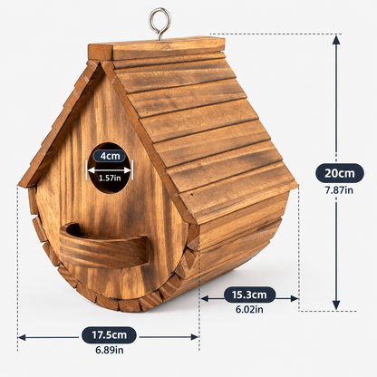 Pine Wood Bird House Feeder with Entrance, Ventilation & Cleaning Door