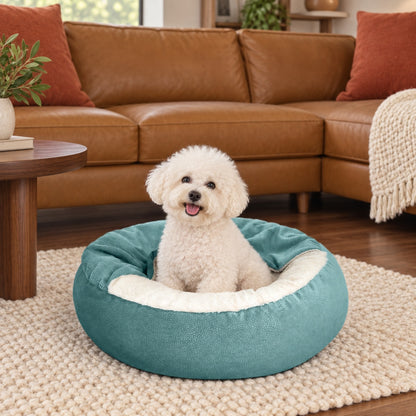 Covered pet bed lifestyle view