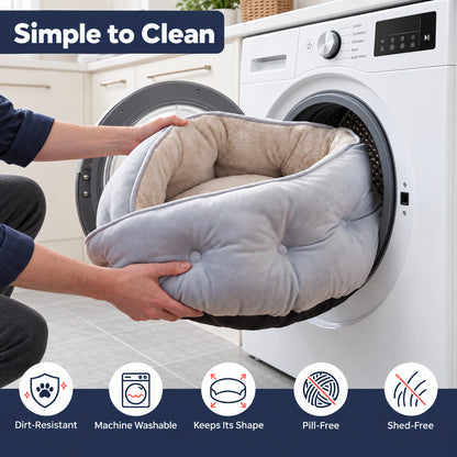 Semi-Enclosed Cosy & Soft Pet Bed with Machine-Washable Materials for Cats & Small Dogs