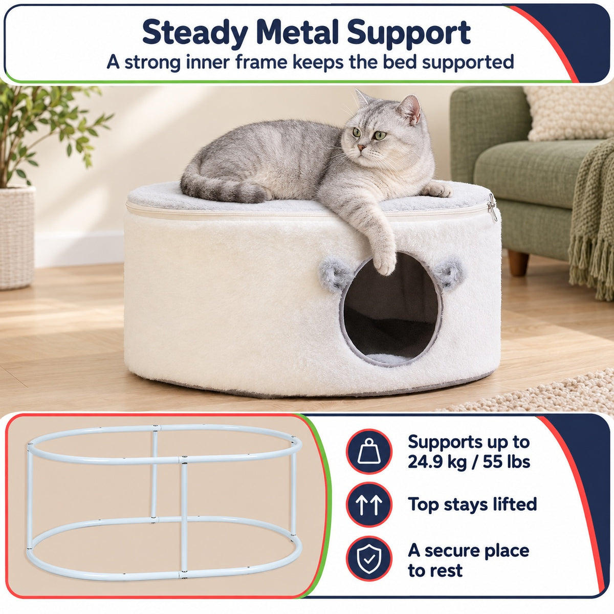 Cat cave bed features