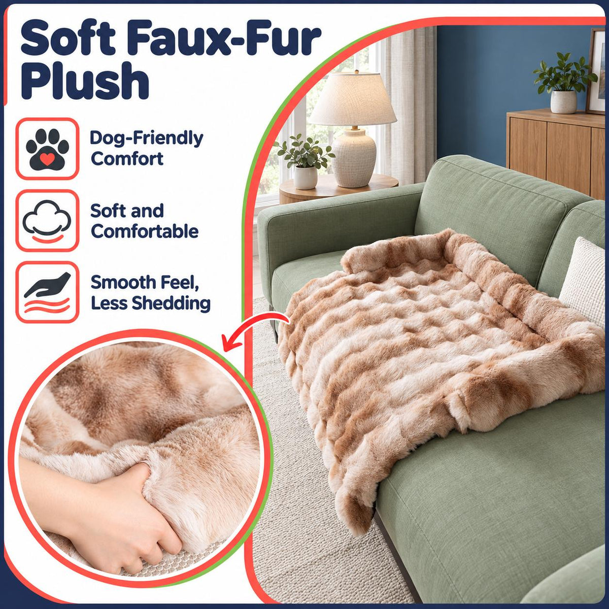 Fluffy and Calming Dog Sofa Bed & Bolster Cover