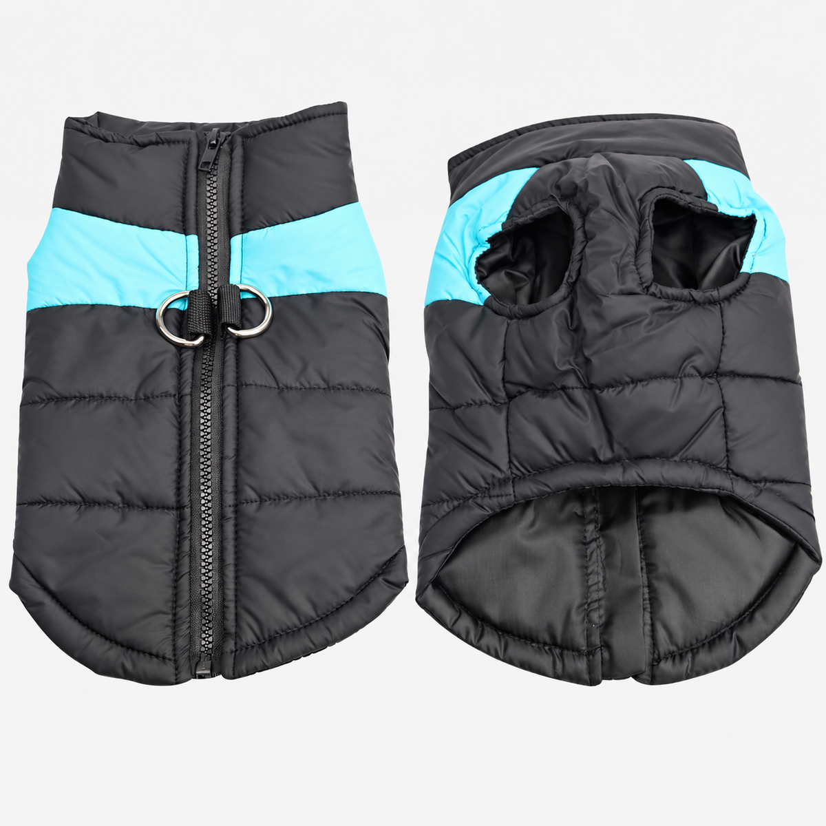 Warm and Waterproof Winter Dog Puffer Jacket & Coat with D-Ring Lead Attachment