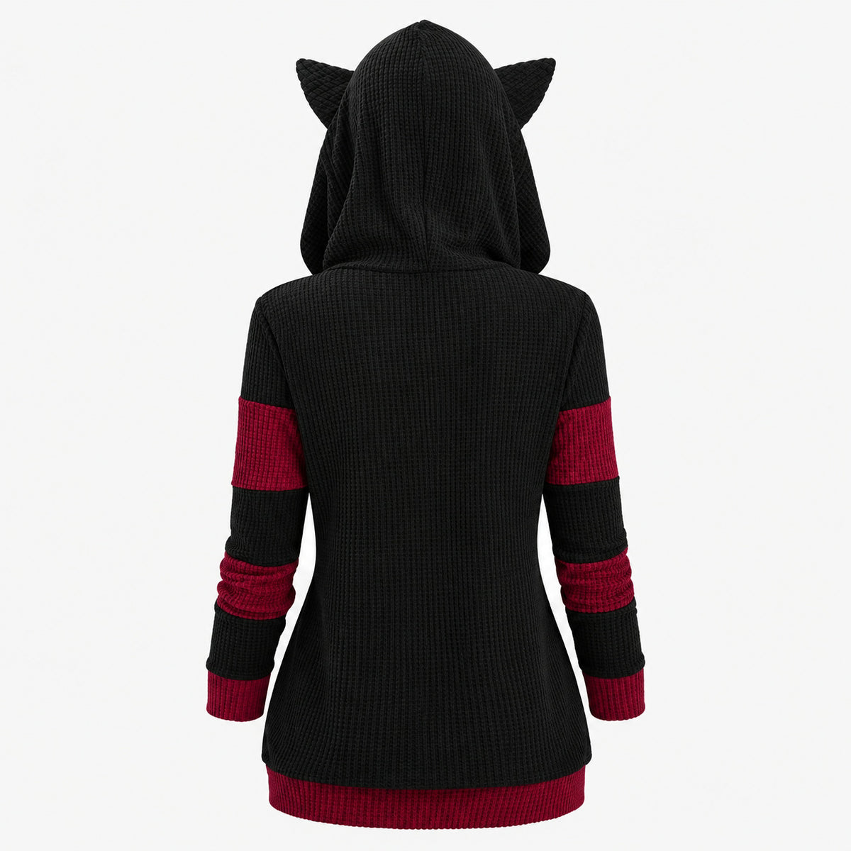 Textured cat ear zip hoodie detail