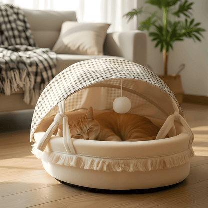 Semi-Enclosed Canopy Cat Bed