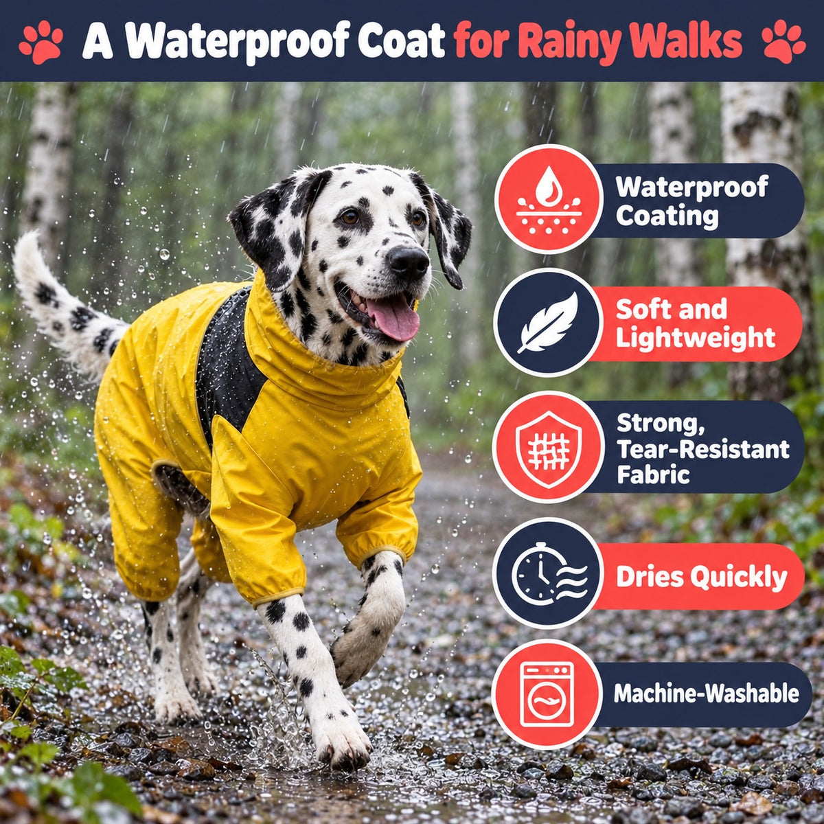 Lightweight Yellow Reflective Waterproof Dog Raincoat & Jacket for Winter