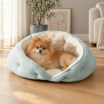 Semi-Enclosed Cosy & Soft Pet Bed with Machine-Washable Materials for Cats & Small Dogs