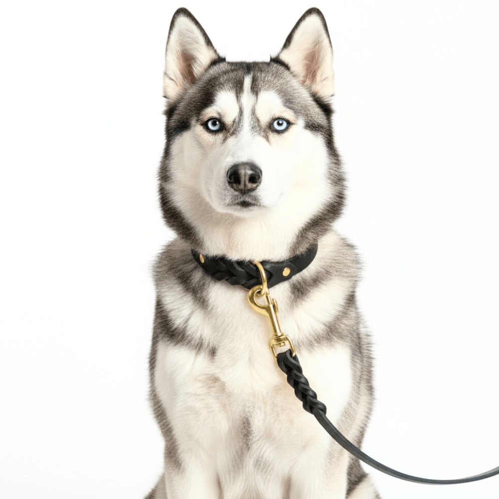 Genuine Leather Dog Collar & Lead Set