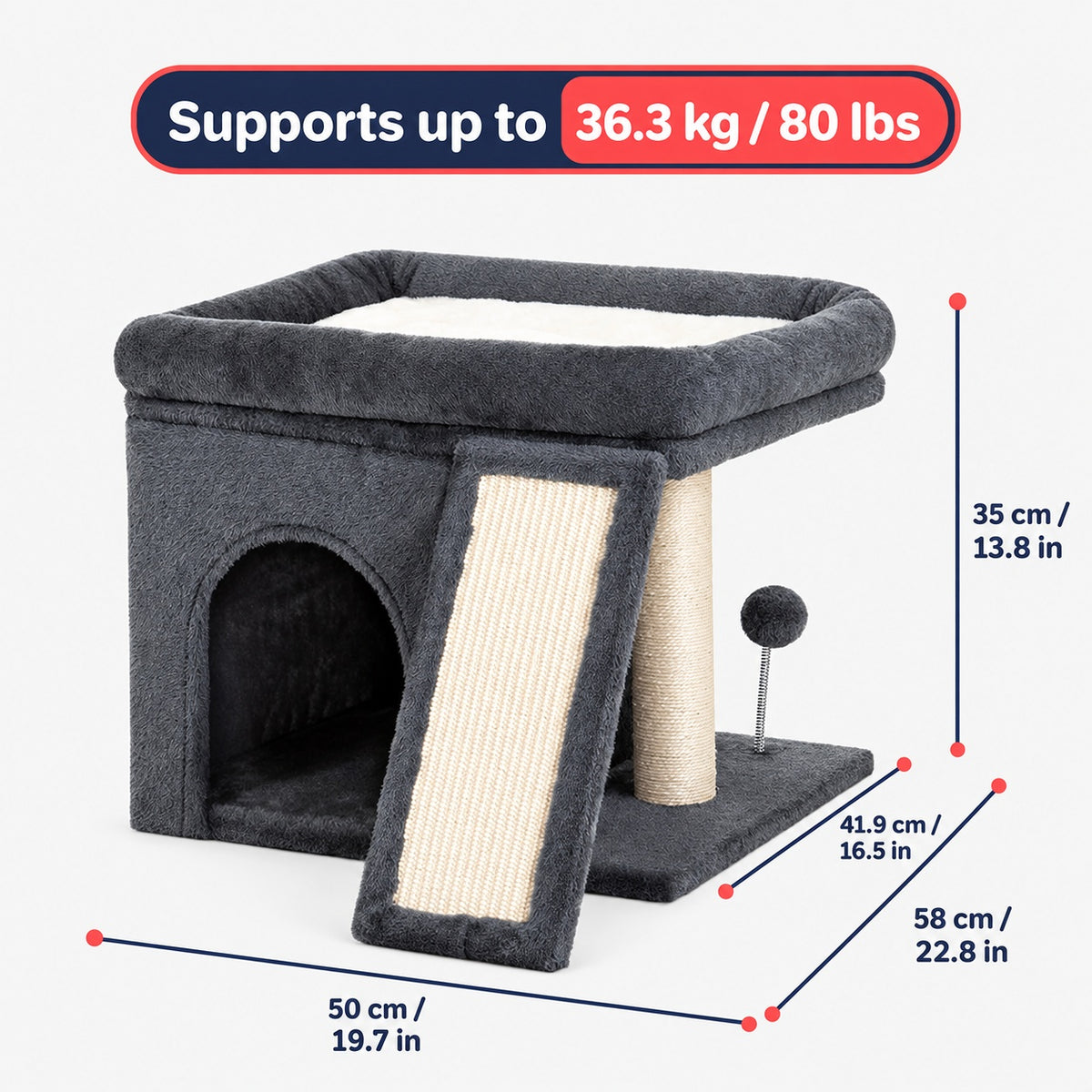 Small Cosy Cat Tree with Cave Bed and Scratching Post