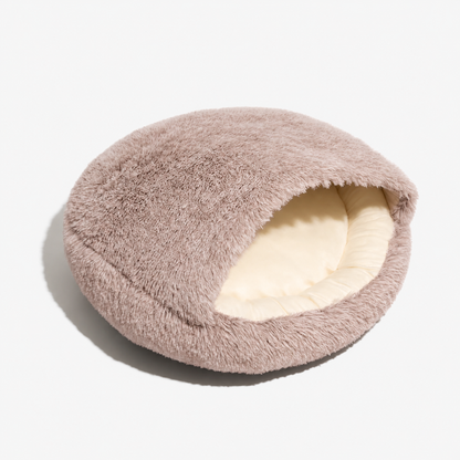 Calming Warm Cosy Winter Plush Faux Fur Round Doughnut Pet Cave Bed for Dogs & Cats