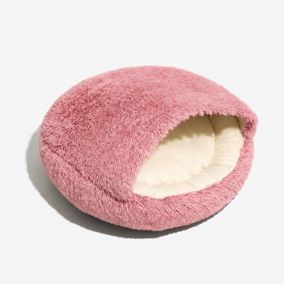 Calming Warm Cosy Winter Plush Faux Fur Round Doughnut Pet Cave Bed for Dogs & Cats