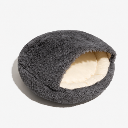 Calming Warm Cosy Winter Plush Faux Fur Round Doughnut Pet Cave Bed for Dogs & Cats
