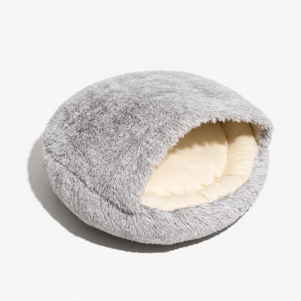 Calming Warm Cosy Winter Plush Faux Fur Round Doughnut Pet Cave Bed for Dogs & Cats