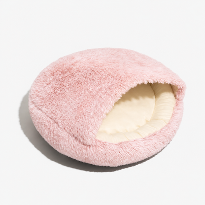 Calming Warm Cosy Winter Plush Faux Fur Round Doughnut Pet Cave Bed for Dogs & Cats