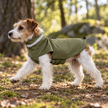 Waterproof Adjustable Reflective Lightweight Sleeveless Dog Raincoat Jacket Vest with Hook and Loop & Lead Opening