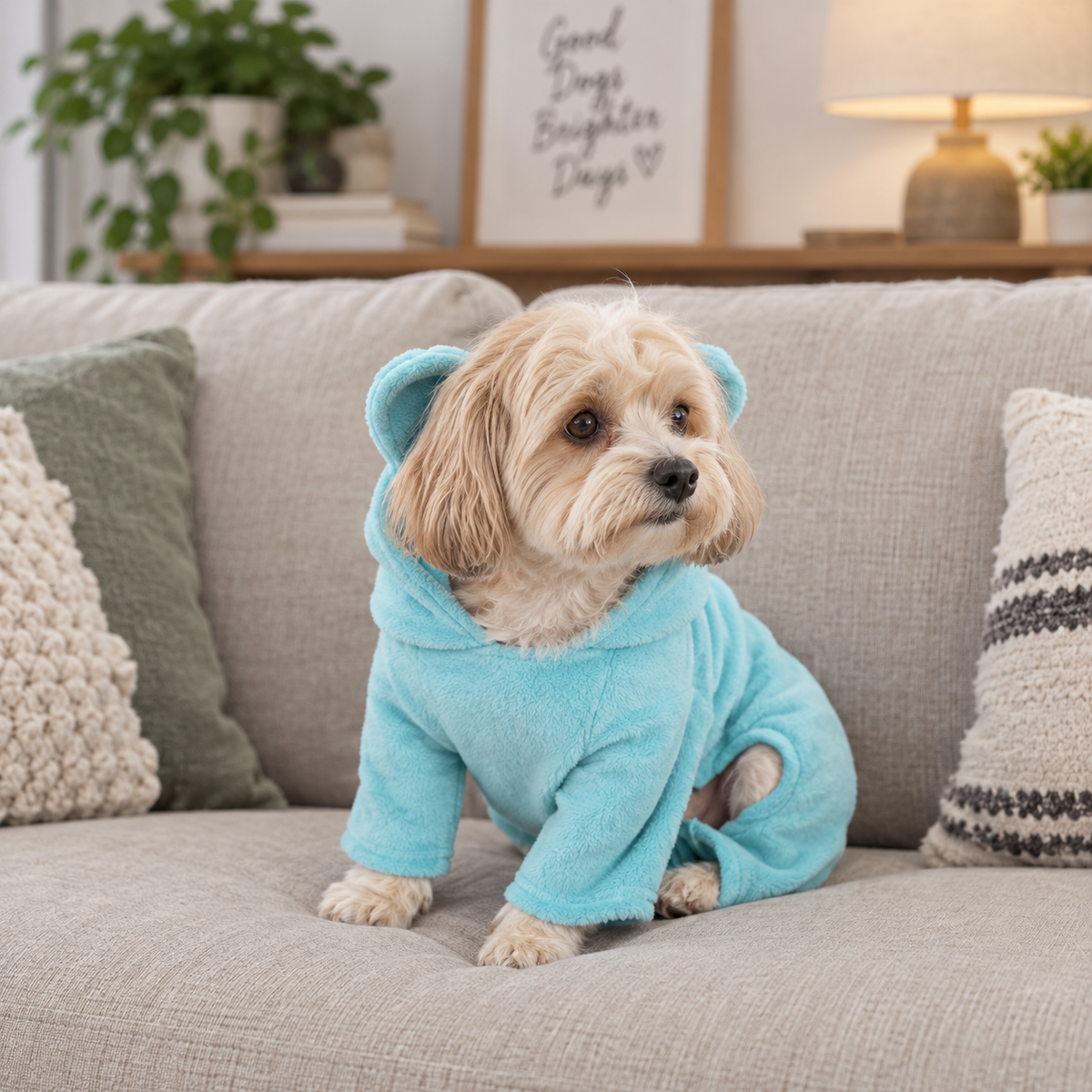 Cute and Cosy Warm Fleece Dog Pullover Hoodie & Onesie with Ears