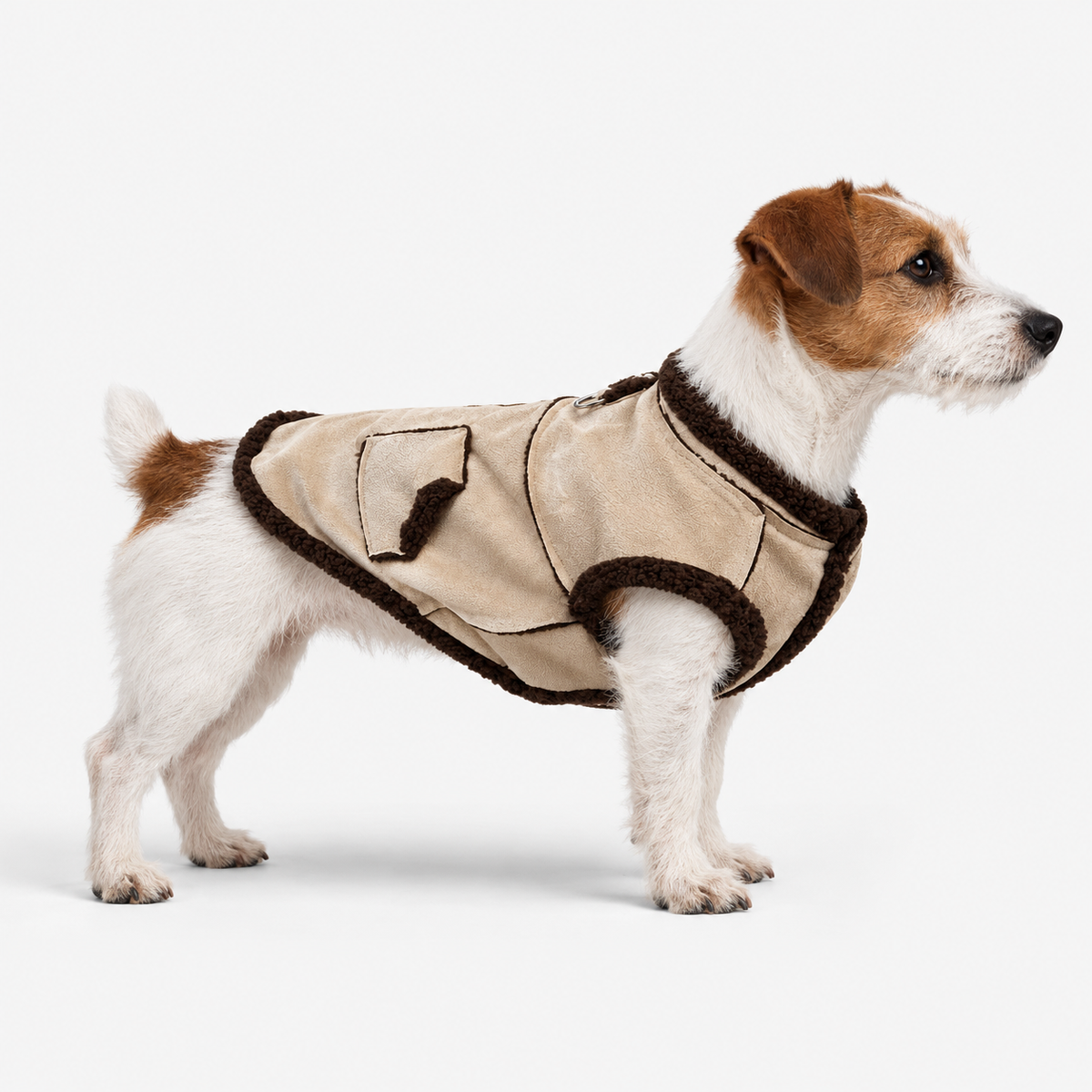 Cosy Warm Soft Lambswool Dog Zipper Coat & Jacket with Front and Back D-Ring and Pockets for Winter