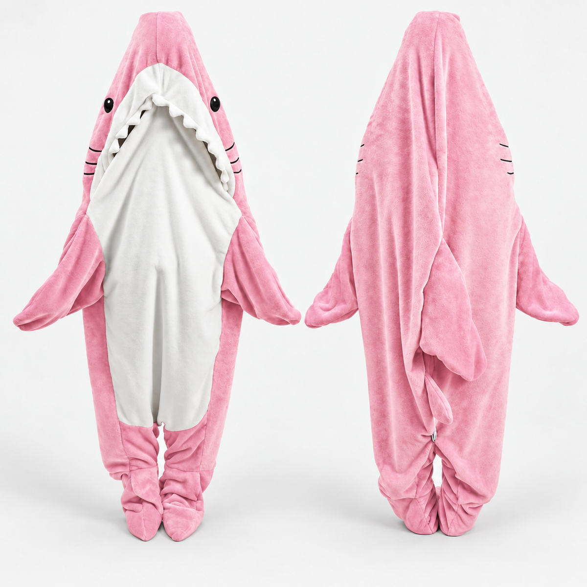 Wearable Shark Flannel Fleece Hoodie Onesie with Fin and Tail