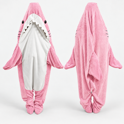 Wearable Shark Flannel Fleece Hoodie Onesie with Fin and Tail