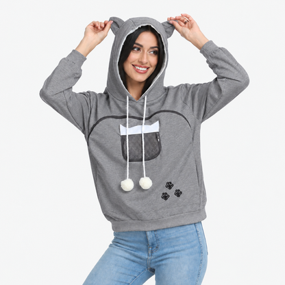 Pet Carrier Pullover Hoodie with Large Zipper Pouch and Peeping Hole for Carrying Small Dogs & Cats