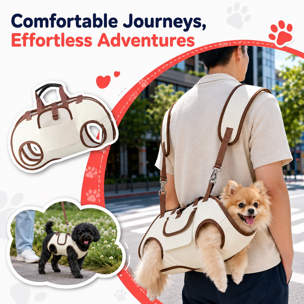 Comfortable pet carrier travel infographic