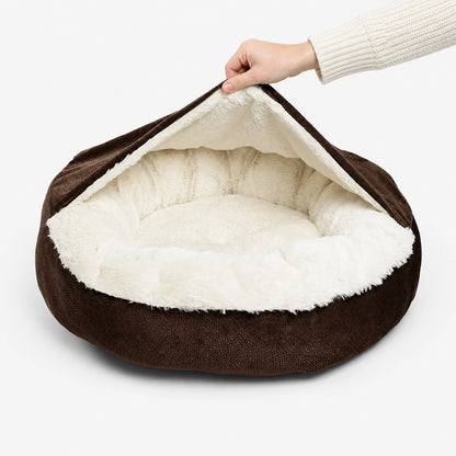 Covered pet bed lifestyle view