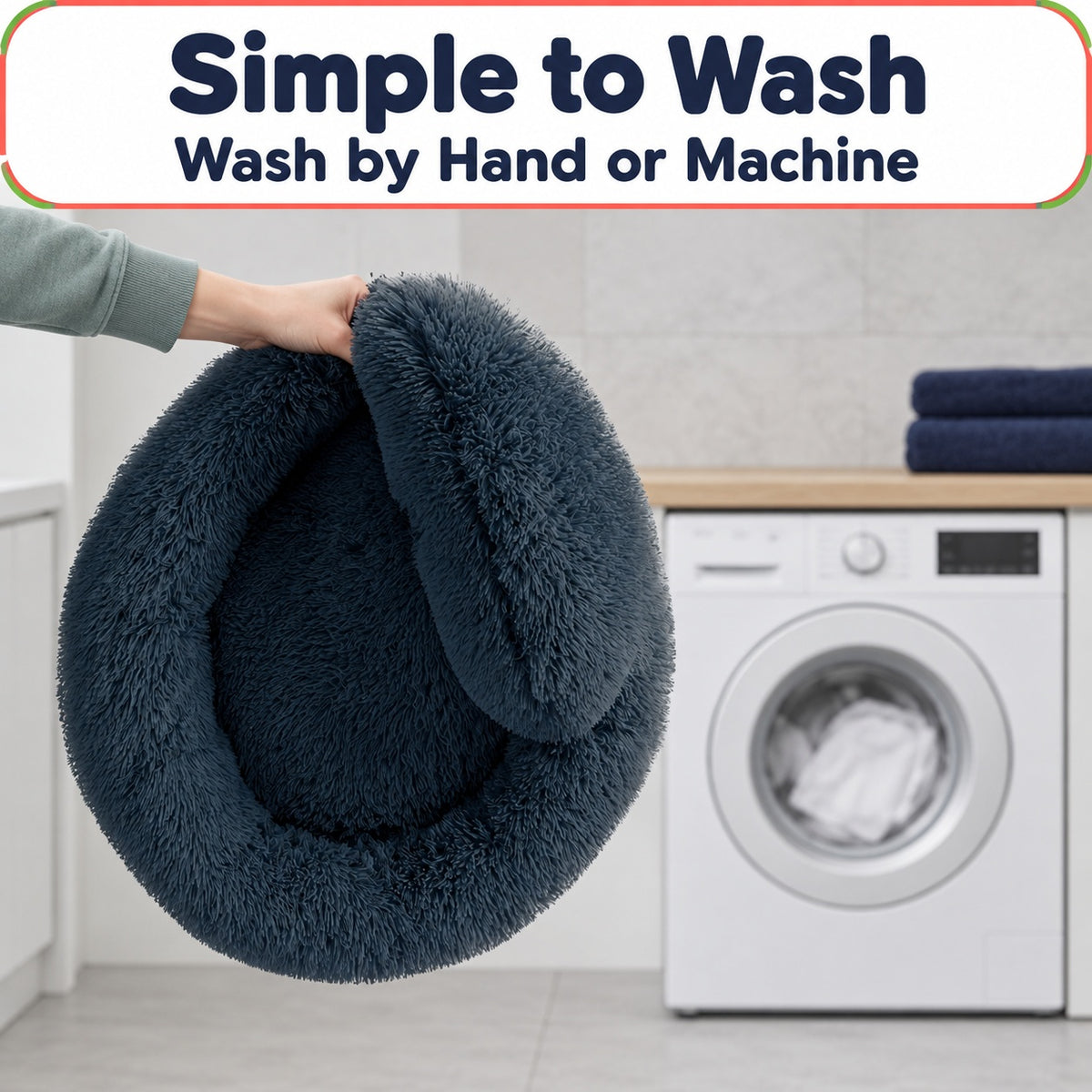 Plush dog bed features