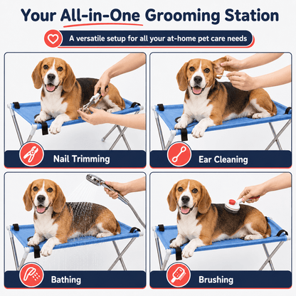 Foldable Pet Grooming Hammock Stand for Dogs & Cats - Ideal for Bath & Nail Trimming