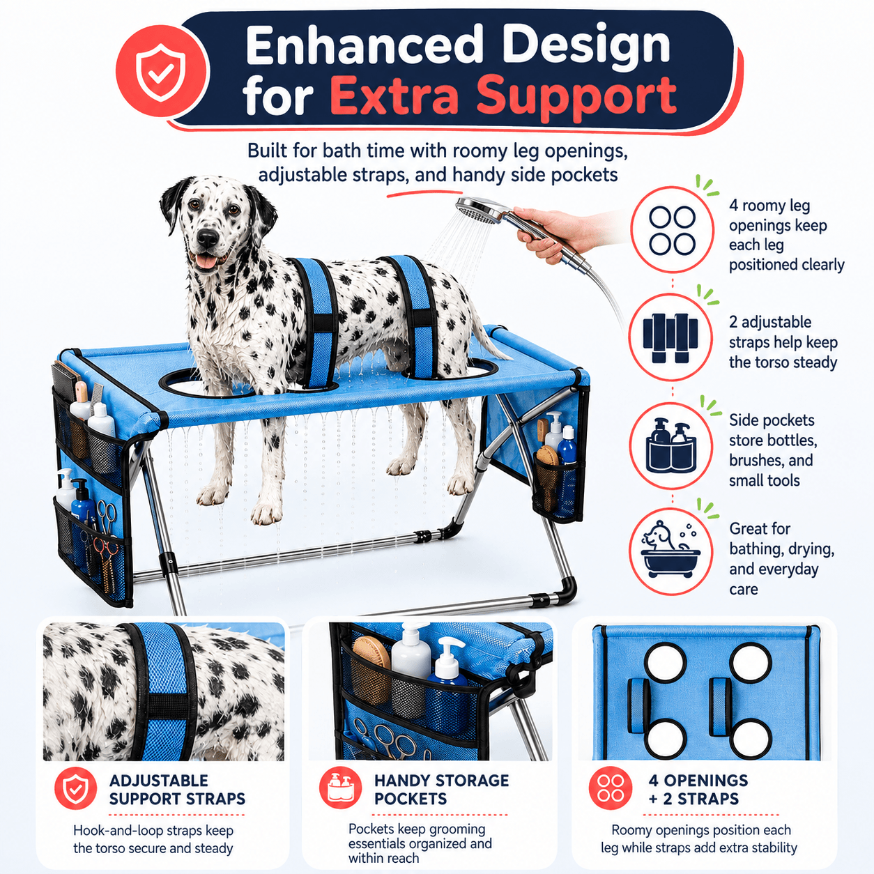 Foldable Pet Grooming Hammock Stand for Dogs & Cats - Ideal for Bath & Nail Trimming