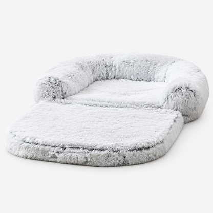Cosy Large Memory Foam Orthopaedic Foldable Human Dog Bed with Plush Fluffy Bolsters & Waterproof Liner