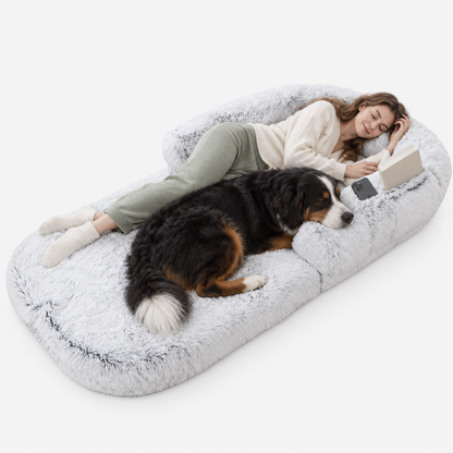 Cosy Large Memory Foam Orthopaedic Foldable Human Dog Bed with Plush Fluffy Bolsters & Waterproof Liner